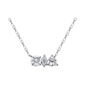 Cubic Zirconia Multi-Cut Pendant Necklace in Sterling Silver - Silver